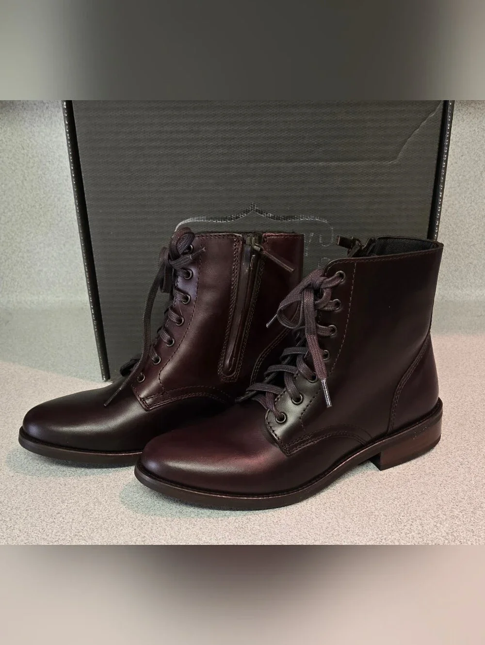 Women's Thursday Lace-Up Leather President Boots in Dark Brown, Size 8.5